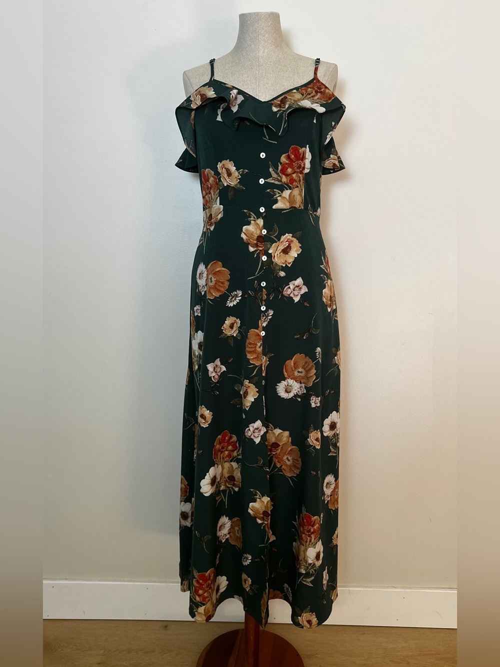 Altar'd State Emerald Green Floral Ruffle Maxi Dress - Picture 4 of 13